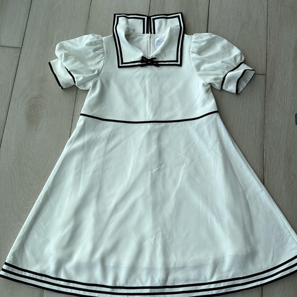 AISABOBO Selene Dress, Ivory size 10 girls holiday photos dress white with black - Picture 3 of 3